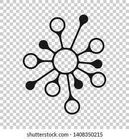 Hub network connection sign icon in transparent style. Dna molecule vector illustration on isolated background. Atom business concept.