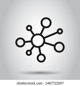 Hub network connection sign icon in flat style. Dna molecule vector illustration on isolated background. Atom business concept.