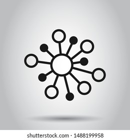 Hub network connection sign icon in flat style. Dna molecule vector illustration on isolated background. Atom business concept.