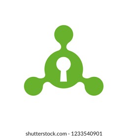 Hub Network Connection Symbol Combined With Keyhole