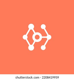 Hub Network with H Letter Logo Vector Design