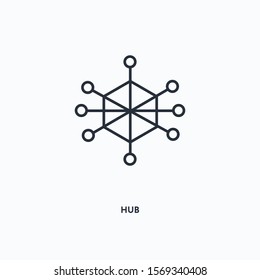 Hub outline icon. Simple linear element illustration. Isolated line Hub icon on white background. Thin stroke sign can be used for web, mobile and UI.