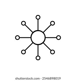 Icono de línea de eje y radio, ilustración lineal de Vector de base de datos central para Web y App..eps