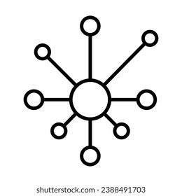 Hub and spoke line icon, outline vector sign,Central database symbol, flat illustration on white background..eps