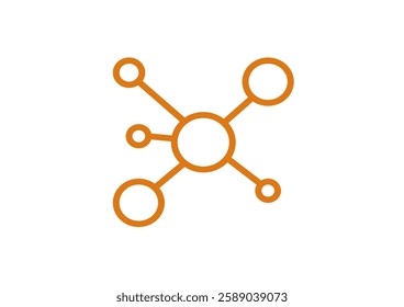 Hub and spoke line icon, outline vector sign, linear style pictogram isolated on white. Central database symbol, logo illustration. Pixel perfect