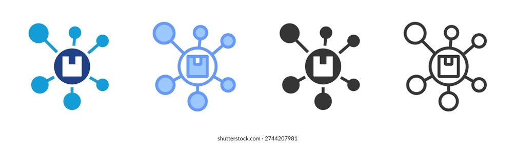 Hub And Spoke Model icon set multiple style collection