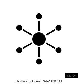 Hub and Spoke, Network Connection, Central database vector icon in glyph style design for website, app, UI, isolated on white background. EPS 10 vector illustration.