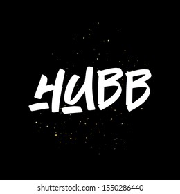 Hubb brush paint hand drawn lettering on black background with splashes. Love in arabian language design templates for greeting cards, overlays, posters