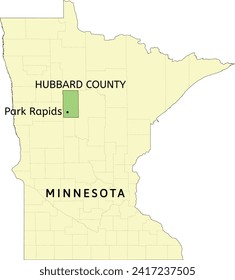 Hubbard County and city of Park Rapids location on Minnesota state map