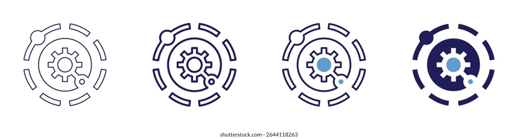 Hubble constant icon in 4 different styles. Thin Line, Line, Bold Line, Duotone. Duotone style. Editable stroke.