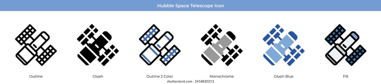 Hubble Space Telescope Icon Set Vector Design