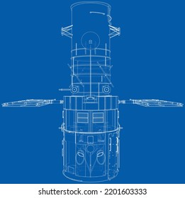 Hubble space telescope. Sattellite. Elements of this images furnished by NASA