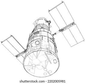 Hubble space telescope. Sattellite. Elements of this images furnished by NASA