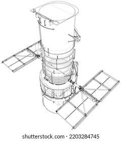 Hubble space telescope. Sattellite. Elements of this images furnished by NASA