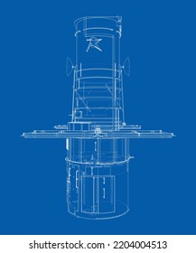 Hubble space telescope. Sattellite. Elements of this images furnished by NASA