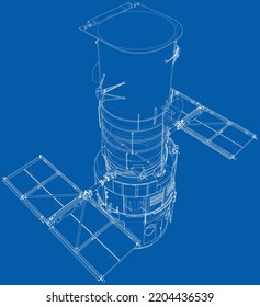 Hubble space telescope. Sattellite. Elements of this images furnished by NASA