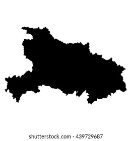 Hubei black map on white background vector