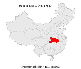 Hubei Province in China Map Vector Isolated on White