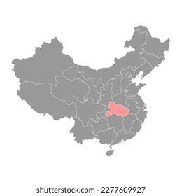 Hubei province map, administrative divisions of China. Vector illustration.