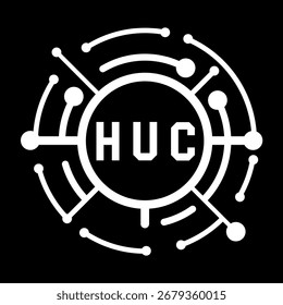 Diseño de letra HUC. Diseño de logotipo de tecnología de letras HUC. Diseño del logotipo del monograma de HUC para un empresario y un negocio.