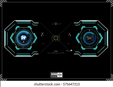 HUD background. dashboard spacecraft. The sight is fantastic. Futuristic user interface. Abstract future, concept vector futuristic blue virtual graphic.
