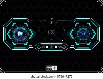 HUD background. dashboard spacecraft. The sight is fantastic. Futuristic user interface. Abstract future, concept vector futuristic blue virtual graphic.