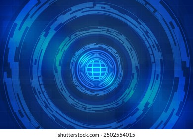 HUD background, digital hologram display illustration of a futuristic portal with high level technology suitable for infographics, motion graphics and presentations about future technology.