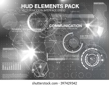 HUD background outer space. infographic elements. futuristic user interface. Vector science Polygonal background. Black and white infographic elements. futuristic user interface HUD
