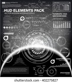HUD background outer space. infographic elements. futuristic user interface. Vector science Polygonal background. Black and white infographic elements. futuristic user interface HUD