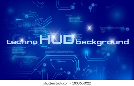 HUD blue technology background, colorful digital background, 3D technology interface. HUD techno background with floating numbers