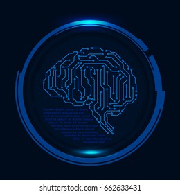 HUD Brain Interface Panel Infographic Vector Background