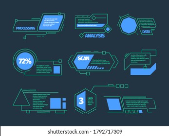 Hörnchen. Künftige Technologie-Rahmen-Tech-Balken-Box, Vektorgrafik-Kollektion für digitale Kalorien