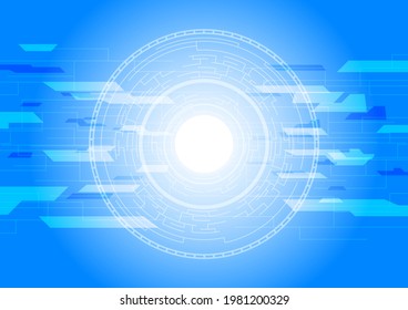 Círculo humilde. Resumen del fondo azul de alta tecnología. Interfaz futurista. Pantalla de tecnología de realidad virtual
