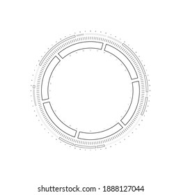 Elementos infográficos del círculo HUD. Pantalla de cabeza de giro de Sci-fi para interfaz de usuario futurista HUD, GUI. Tema tecnológico y científico. Ilustración vectorial.