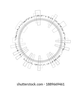 HUD-Kreis Infografiken Elemente. Sci-fi Rundkopfdisplay für futuristische Benutzeroberfläche HUD. Technik und Wissenschaft. Vektorgrafik.