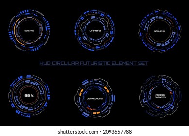 HUD Circle System Monitoring Display Element Vector Design. Technology UI Futuristic Ellipse Shape Security Dashboard Illustration.