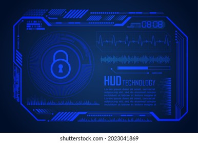 hud Closed Padlock on digital background, cyber security