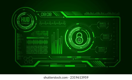 HUD Closed Padlock on digital background, cyber security