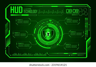HUD Closed Padlock on digital background, cyber security