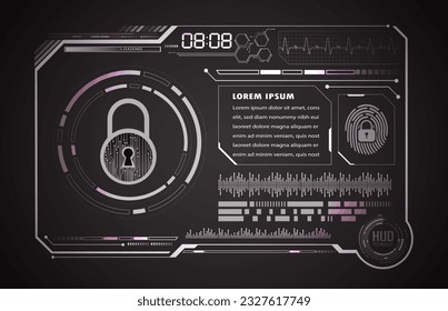 HUD Closed Padlock on digital background, cyber security