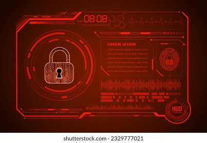HUD Closed Padlock on digital background, cyber security