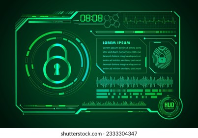 HUD Closed Padlock on digital background, cyber security