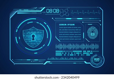 HUD Closed Padlock on digital background, cyber security