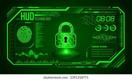 hud Closed Padlock on digital background, cyber security