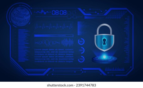 hud Closed Padlock on digital background, cyber security