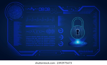 hud Closed Padlock on digital background, cyber security