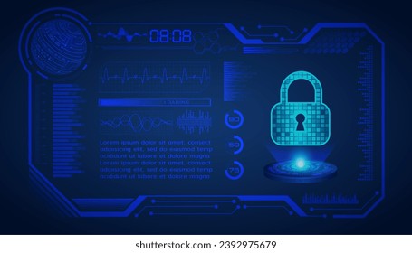hud Closed Padlock on digital background, cyber security