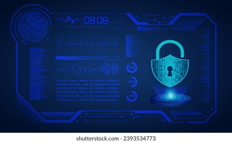 hud Closed Padlock on digital background, cyber security