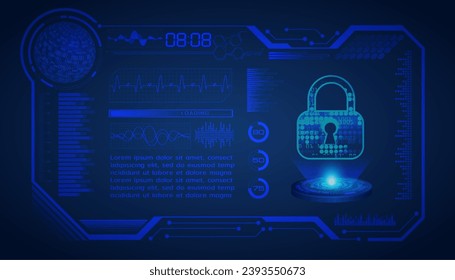 hud Closed Padlock on digital background, cyber security