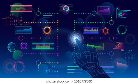 HUD, colorful virtual infographic screen. Vector illustration